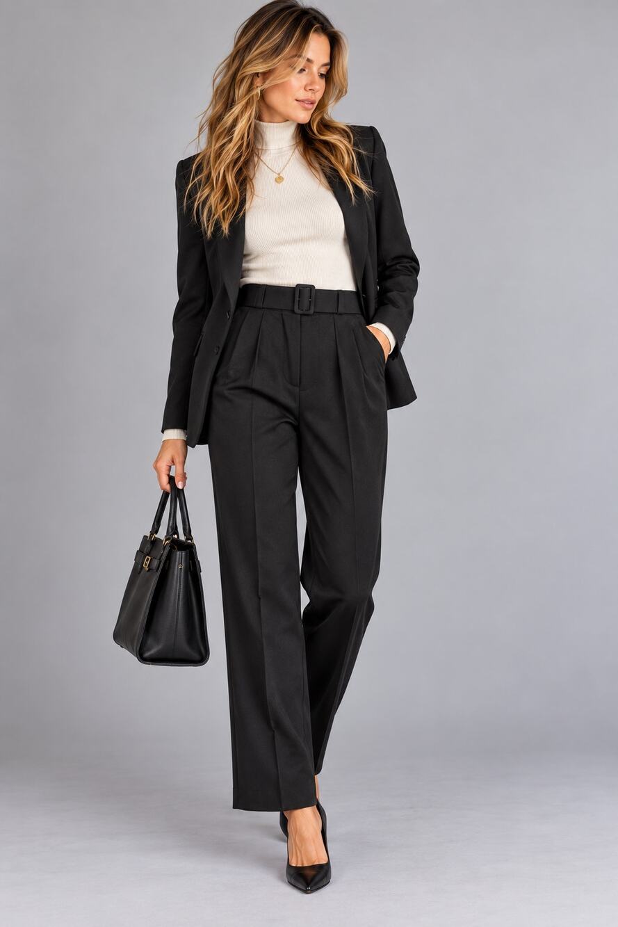 Vintage Breckenridge Black High Waist Pleated Dress Pants Size 8